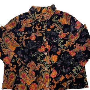 Vintage velvety paisley button down jacket ❀༉‧₊˚. 
(180)